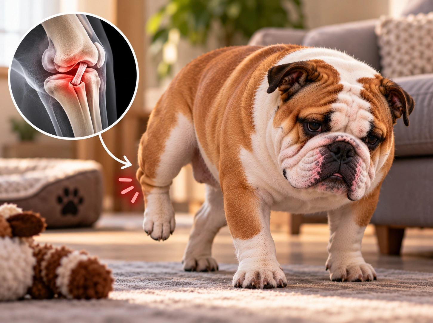 Buldogue com Lesão no Joelho