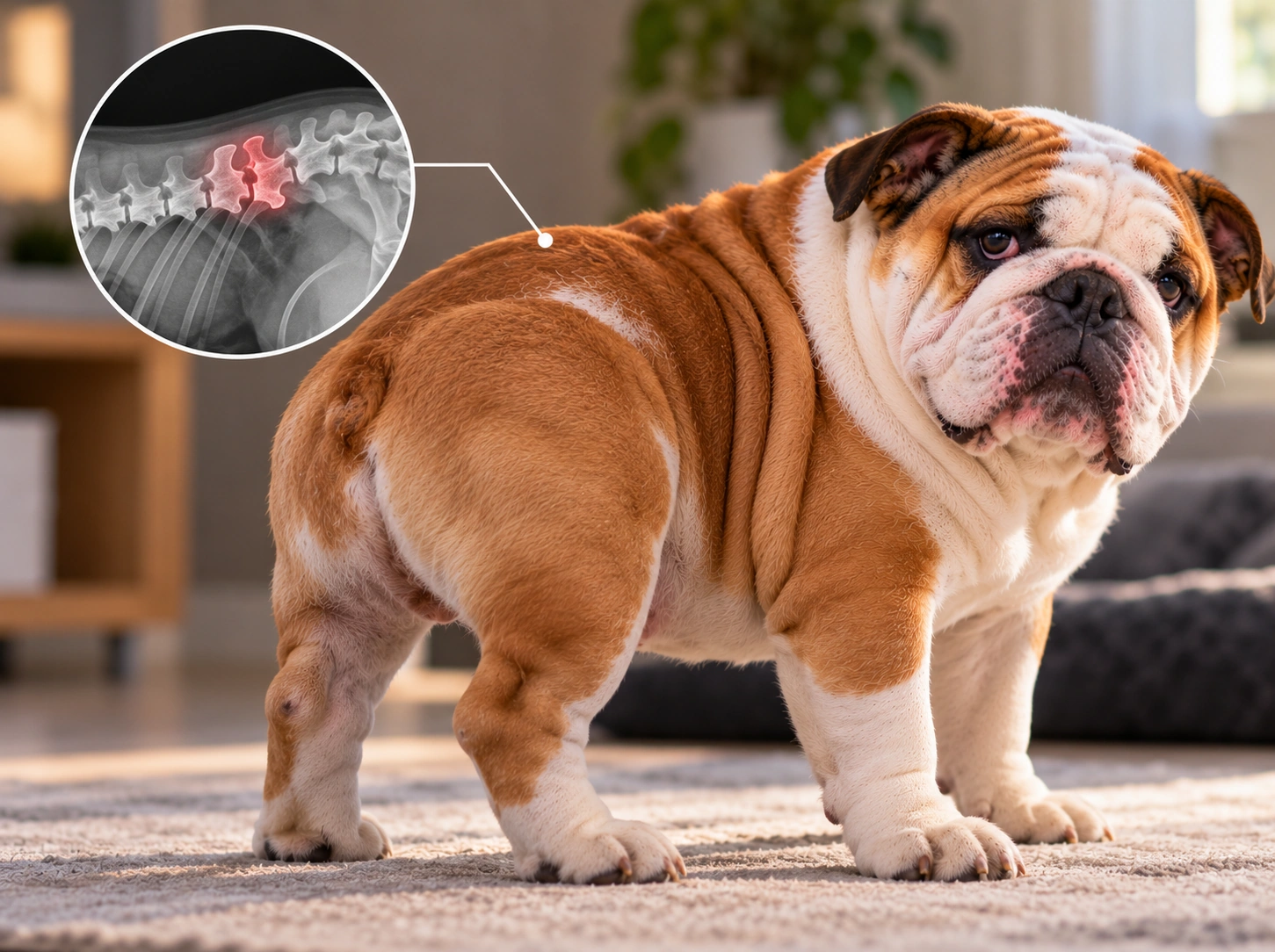 Bulldog com Destaque na Coluna Vertebral