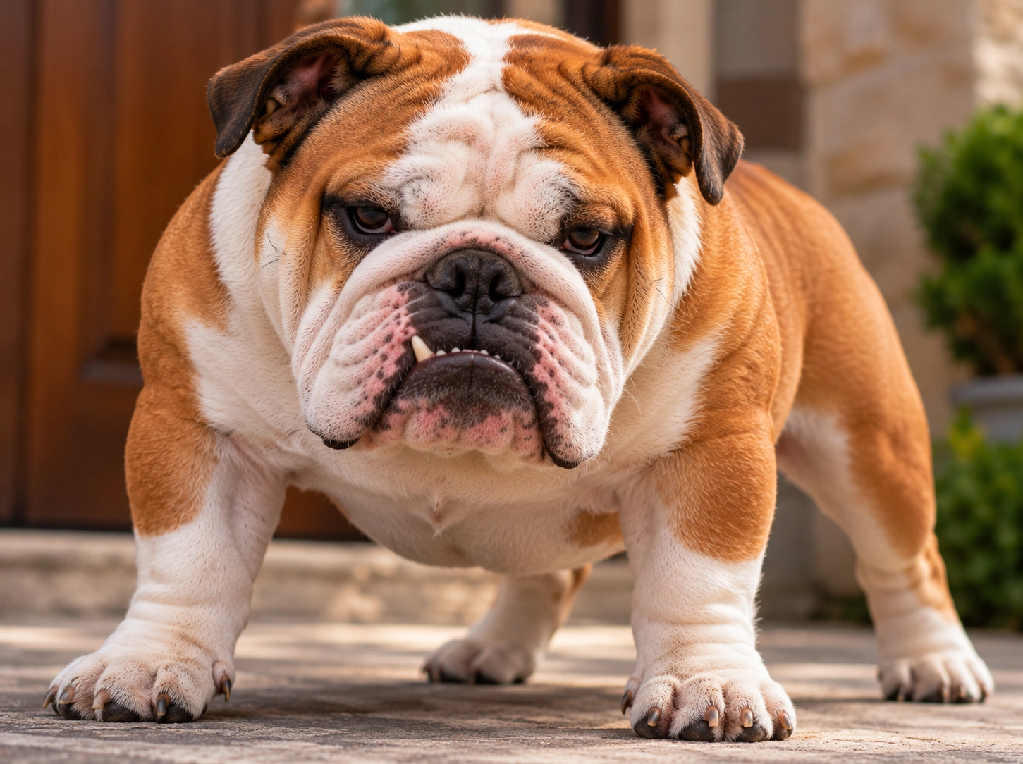 Bulldogue inglês de expressão rabugenta