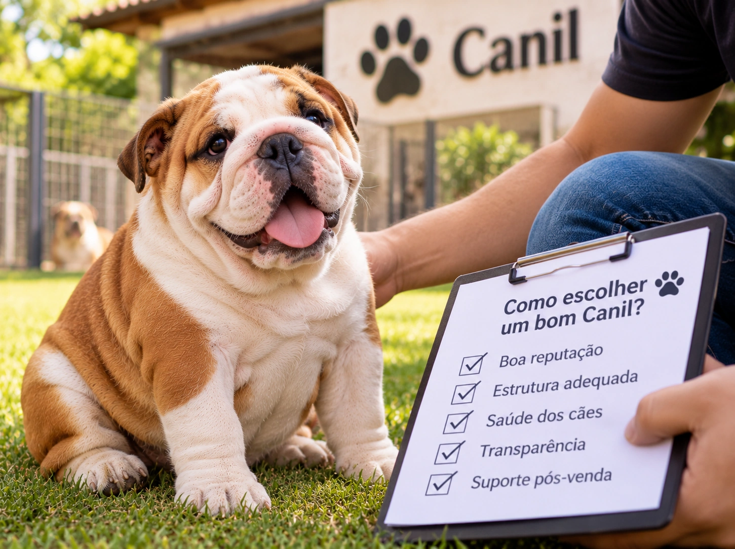 Filhote Bulldog em Frente ao Canil
