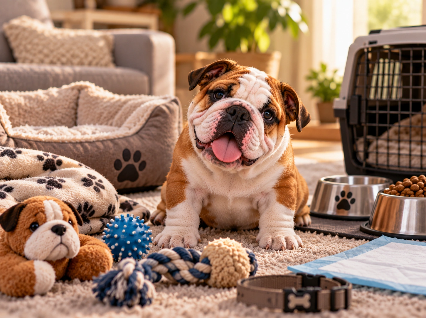 Filhote Bulldog em Seu Cantinho Aconchegante