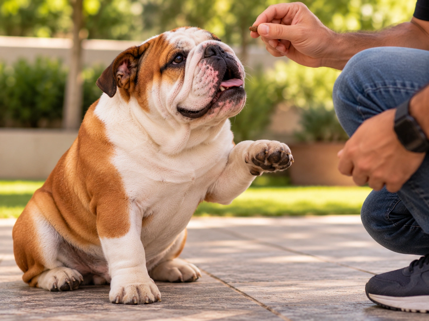 Filhote de Bulldog em Treinamento
